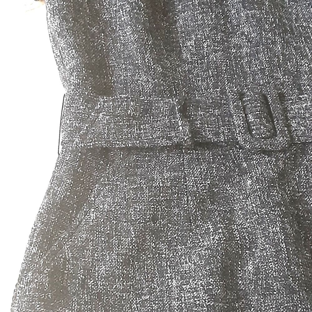 BANANA REPUBLIC Career Gray Tweed Belted Cuff Sleeve Pockets Dress Sz 10 - Picture 9 of 13